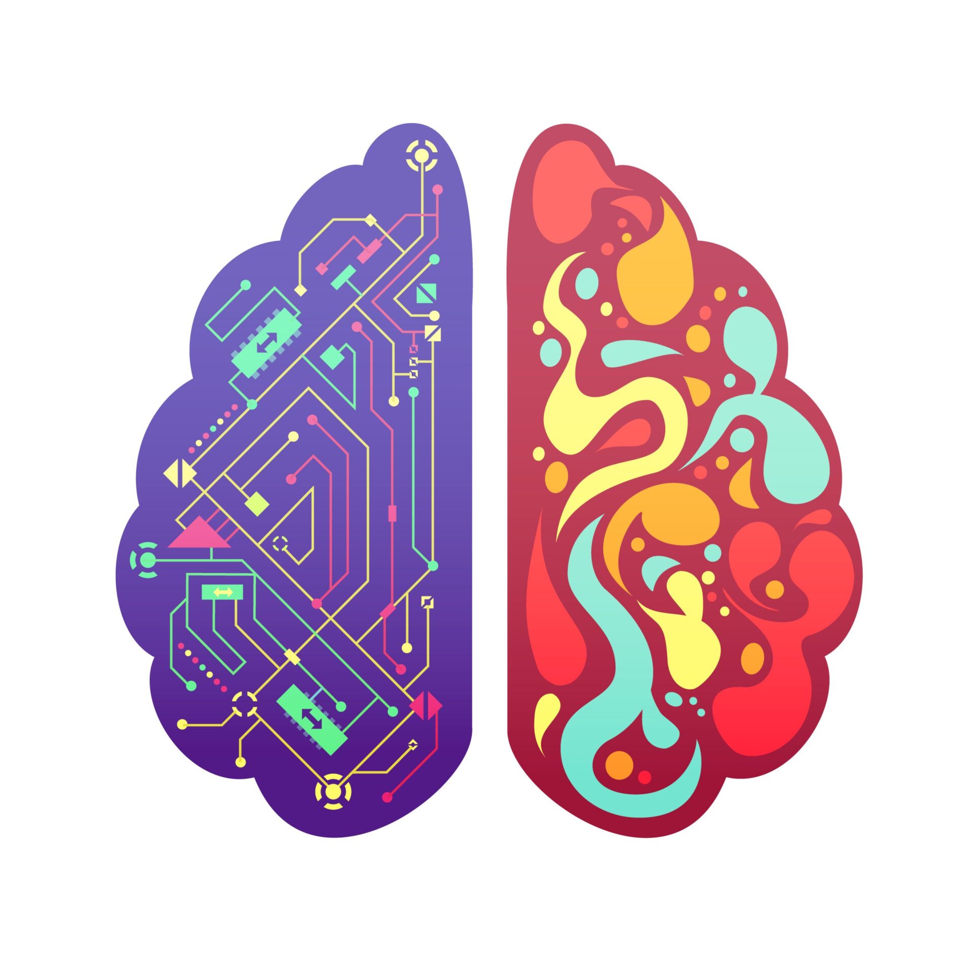 Right Left Brain Symbolic Colorful Image